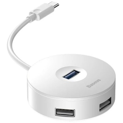 Baseus 4 az 1-ben USB-C hub USB 3.0 + 3x USB 2.0, 15 cm (fehér)