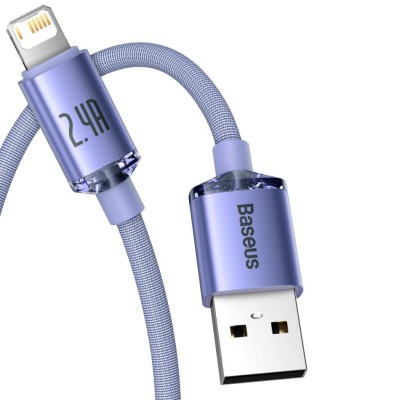 Baseus USB-kábel a Lightning Crystal Shine, 2,4A, 1.2m (ibolya)