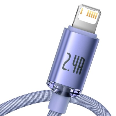 Baseus USB-kábel a Lightning Crystal Shine, 2,4A, 1.2m (ibolya)