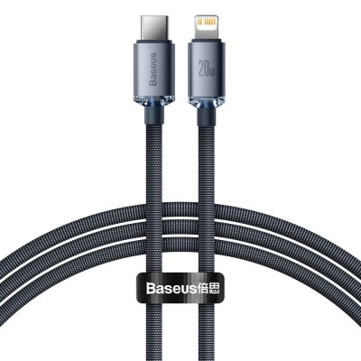 Baseus Crystal USB-C - Lightning kábel, 20W, PD, 1.2m fekete