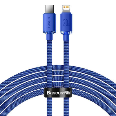 Baseus Crystal Shine USB-C ,Lightning kábel, 20W, PD, 2m, kék