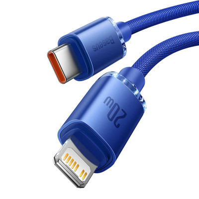 Baseus Crystal Shine USB-C ,Lightning kábel, 20W, PD, 2m, kék