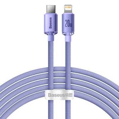 Baseus Crystal Shine USB-C - Lightning kábel, 20W, PD, 2m (ibolya)