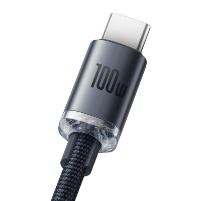 Baseus Crystal Shine USB / USB-C kábel, 100W, 1.2m, fekete