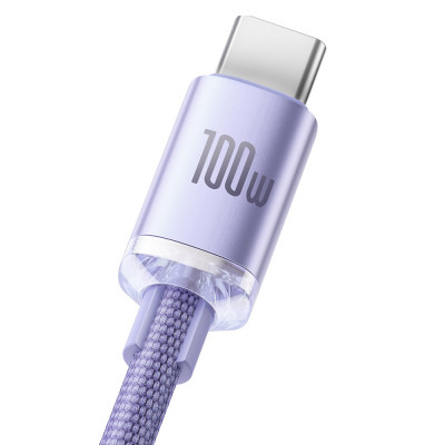 Baseus Crystal Shine USB / USB-C kábel,100W, 1.2m, ibolya