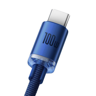 Baseus Crystal Shine USB-kábel a USB-C, 100W, 2m, kék