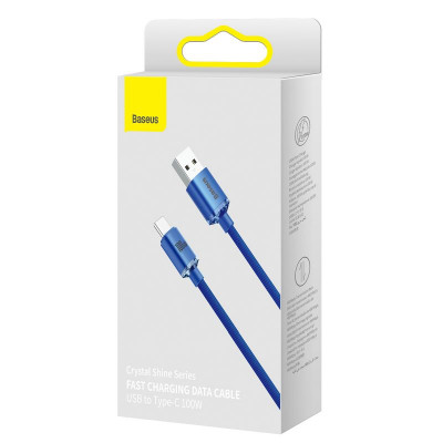 Baseus Crystal Shine USB-kábel a USB-C, 100W, 2m, kék