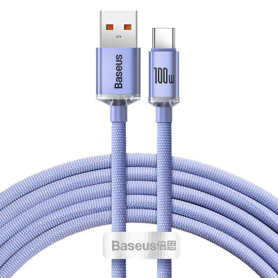 Baseus Crystal Shine USB-kábel a USB-C, 100W, 2m, ibolya