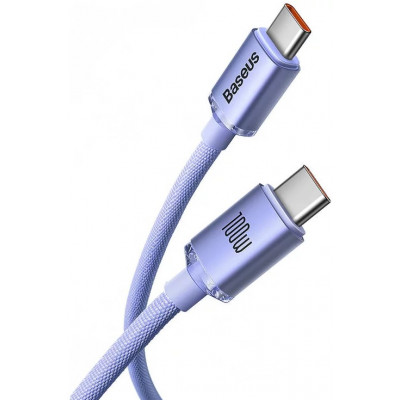 Baseus Crystal Shine USB-C - USB-C kábel, 100W, 1.2m, ibolya