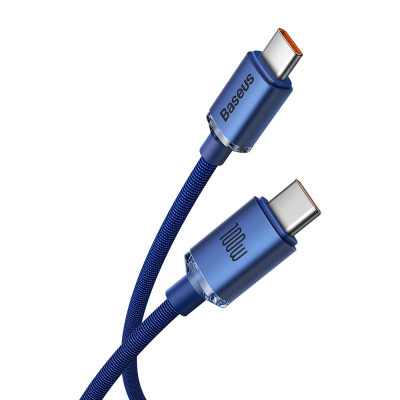 Baseus USB-C- USB-C Crystal Shine, 100W, 2m, kék