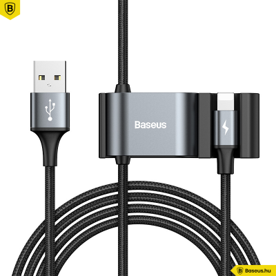 Baseus speciális iPhone töltő kábel + 2USB csatlakozó 5V/3A - Fekete