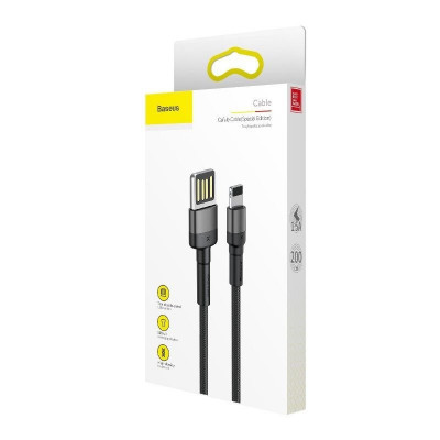 Baseus Cafule 1,5A 2 m-es Lightning USB-kábel (kétoldalas), szürke-fekete