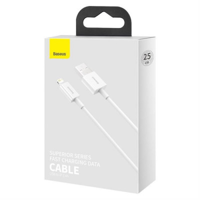 Baseus USB-kábel a Lightning Superior 2,4A, 0,25 m, fehér