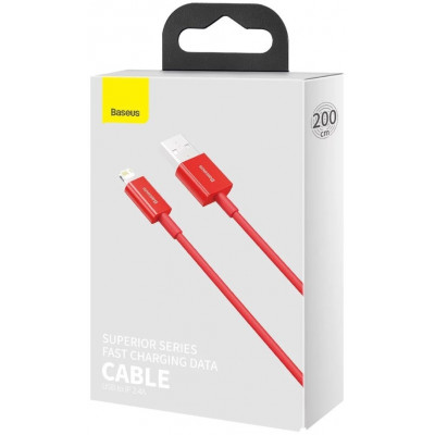 Baseus USB-kábel a Lightning Superior sorozat, 2,4 A, 2 m, piros