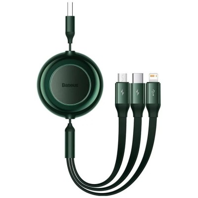 Baseus Bright Mirror 2, USB 3 az 1-ben kábel, mikro USB / Lightning / USB-C, lapos, 3.5 A, 1.1 m (zöld)