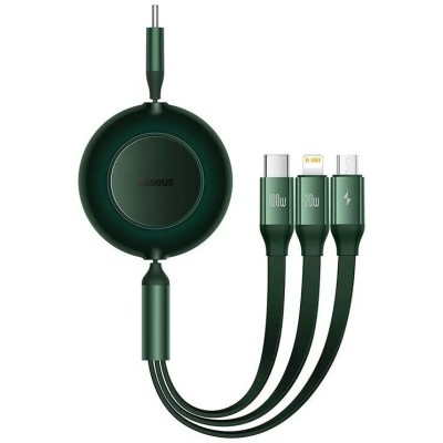 Baseus Bright Mirror 4, USB-C 3 az 1-ben kábel, mikro USB / Lightning / USB-C, 100W / 3.5A, 1.1 m (zöld)