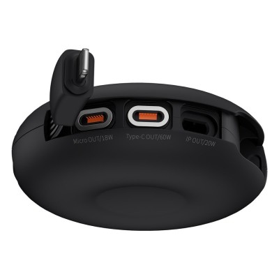 Baseus Zinc 3 az 1-ben mágneses visszahúzható kábel szett USB-C - micro USB / USB-C / Lightning, 20W, 1m fekete