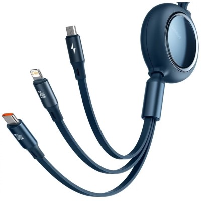 Baseus Bright Mirror USB-C 3 az 1-ben kábel USB-micro / USB-C / Lightning, 100 W, 1,2 m (kék)
