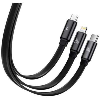 Baseus Traction 3 az 1-ben kábel  USB-C / Lightning / Micro 100W 1.7m (fekete)