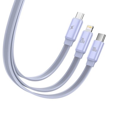 Baseus Traction USB-C kábel 3in1 USB-C / Lightning / Micro 100W 1.7m (lila)