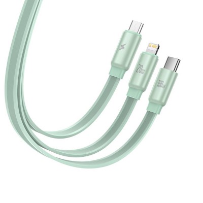 Baseus Traction USB-C kábel 3in1 USB-C / Lightning / Micro 100W 1.7m (zöld)