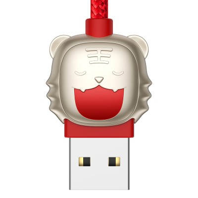 Baseus Year of the Tiger 3 az 1-ben USB-kábel, micro-USB / USB-C / Lightning, 3,5 A, 1,2 m, piros