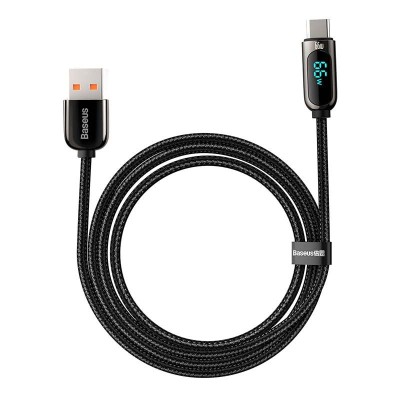 Baseus Display kábel (kijelzővel) USB - USB-C, 66W, 2m (fekete)