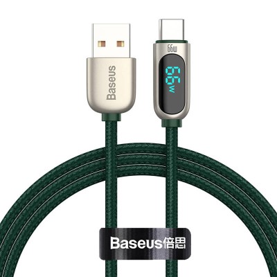 Baseus Display USB / USB-C kábel kijelzővel, 66W, 1m (zöld)