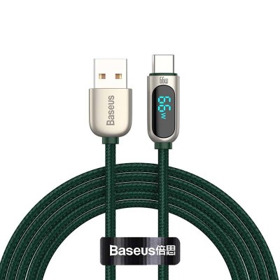 Baseus Display USB / USB-C kábel kijelzővel, 66W, 2m (zöld)