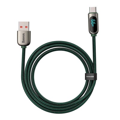 Baseus Display USB / USB-C kábel kijelzővel, 66W, 2m (zöld)