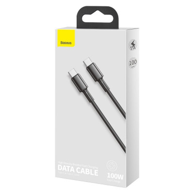 Baseus nagy sűrűségű fonott kábel, USB-C – USB-C 100 W, 2 m, fekete