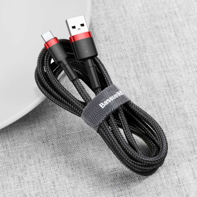 Baseus Cafule 3A USB-USB-C kábel 0,5 m, piros-fekete