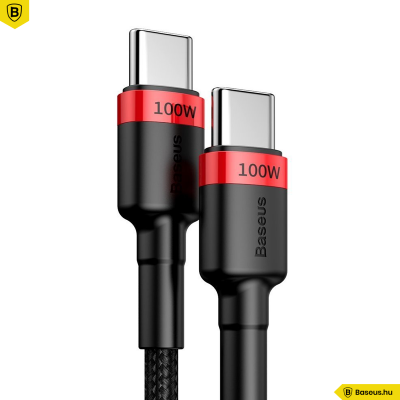 Baseus Cafule USB-C/C adat/töltő kábel PD2.0 100W (20V 5A) 2m - Fekete/Piros