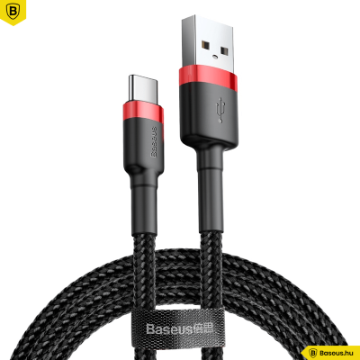 Baseus USB-C gyors adat, töltőkábel 2A - 2m - Fekete/Piros