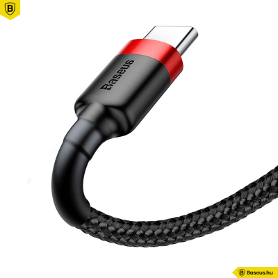 Baseus USB-C gyors adat, töltőkábel 2A - 2m - Fekete/Piros