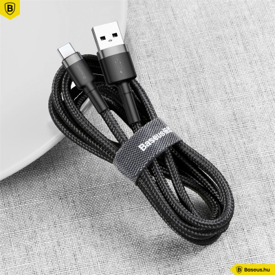 Baseus Cafule USB - USB-C adat/töltőkábel 2A 2M-es - Szürke/Fekete