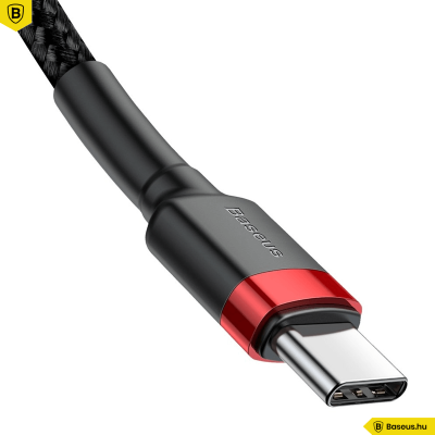 Baseus Cafule USB-C / C-típusú PD 2.0 60W 1M töltőkábel - Fekete-Piros