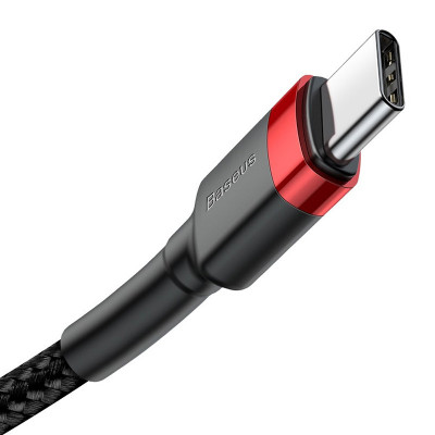 Baseus Cafule PD 2.0 QC 3.0, 60 W USB-C – USB-C, PD kábel 2 m, fekete-piros