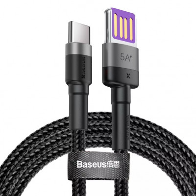 Baseus Cafule USB-USB-C kábel Huawei SuperCharge, QC 3.0, 5A 1m, fekete-szürke