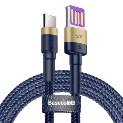 Baseus Cafule Huawei SuperCharge USB-kábel USB-C, QC 3.0, 5A 1m, sötétkék-arany