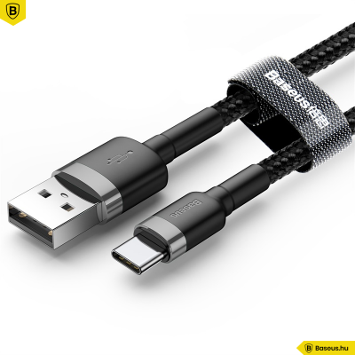 Baseus Cafule USB-C gyors adat/töltőkábel 2A, 3m - Fekete/Szürke