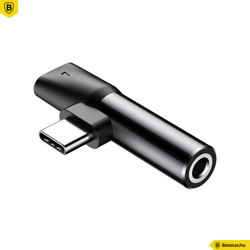 Baseus L41 USB-C Audió adapter + jack 3,5 mm Baseus - Fekete -   Webáruház, Prémium minőségű tartozékok