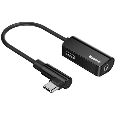 Baseus L45 USB-C – Mini Jack 3,5 mm-es csatlakozó és USB-C audioadapter, fekete