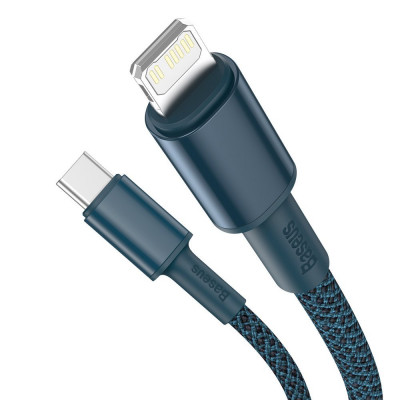 Baseus USB-C kábel Lightning, nagy sűrűségű fonott, 20 W, 5 A, PD, 1 m, kék