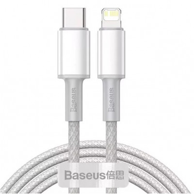 Baseus USB-C kábel a Lightning Baseushoz, nagy sűrűségű fonott kábel, 20 W, PD, 2 m, fehér