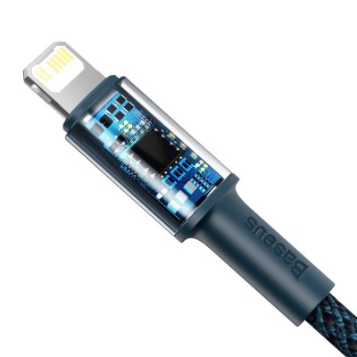 Baseus USB-C ,Lightning kábel , nagy sűrűségű fonott, 20 W, 5 A, PD, 2 m, kék