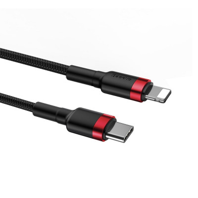 Baseus Cafule USB-C – Lightning PD kábel, 18 W, 1 m, fekete-piros