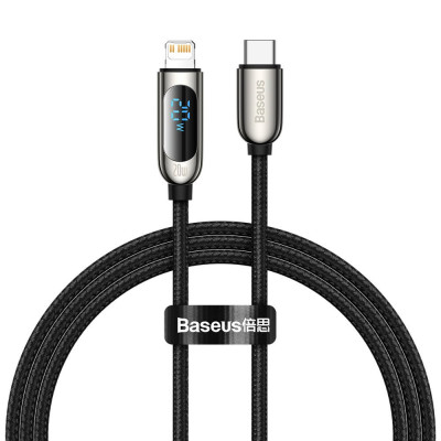 Baseus USB-C-Lightning kijelzőkábel, PD, 20 W, 1 m, fekete