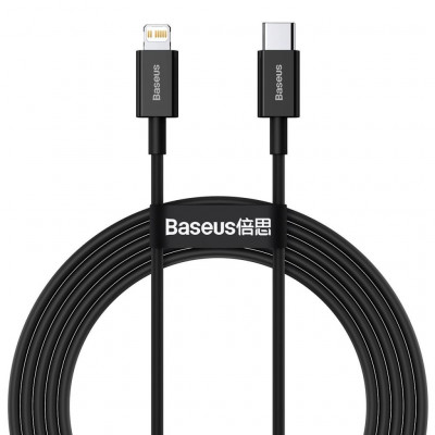 Baseus USB-C kábel Lightning Superior, 20 W, PD, 2 m, fekete