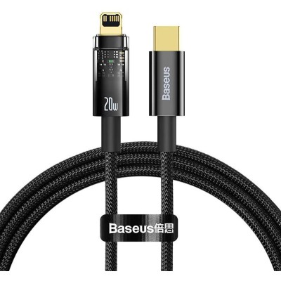 Baseus Explorer USB-C-Lightning kábel, 20W, 1m (fekete)
